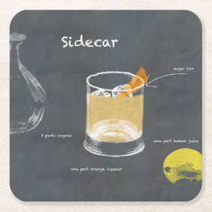 Sidecar-Cocktail Rechteckiger Pappuntersetzer