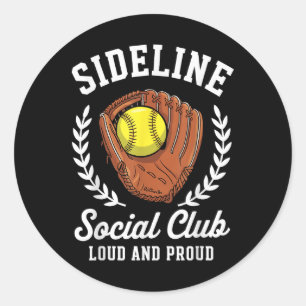 Sideline Social Club Softball Handschuh Ball Proud Runder Aufkleber