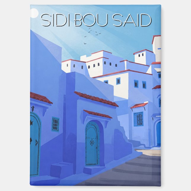 Sidi Bou sagte Tunesien Reisen Abstrakt Magnet (Vorderseite)