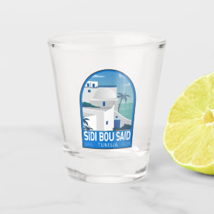 Sidi Bou sagte Tunesien Retro Travel Art Vintag Schnapsglas