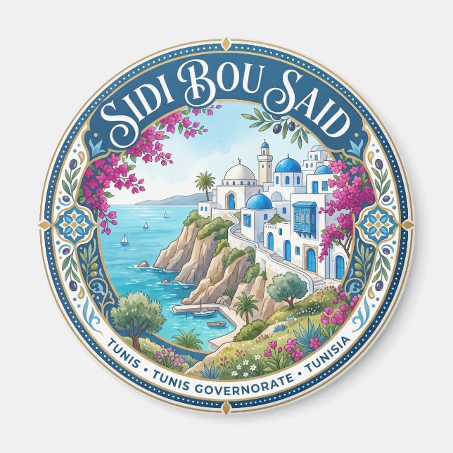 Sidi Bou Said Kliff Tunesien Magnet (Vorne)