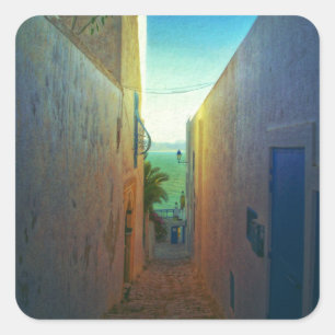 Sidi Bou Said Laneway Quadratischer Aufkleber