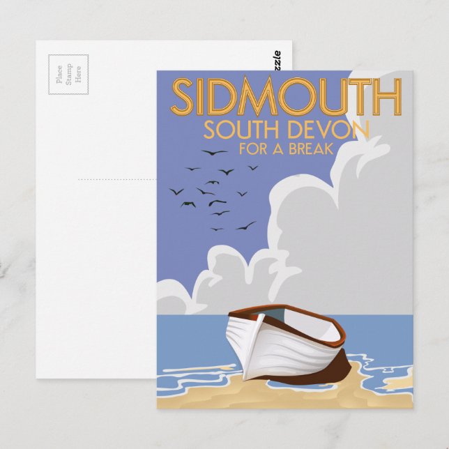Sidmouth South Devon Vintage Reiseplakat. Postkarte (Vorne/Hinten)