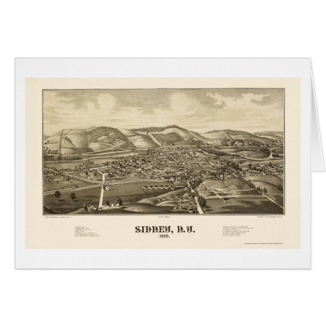 Sidney, carte panoramique de NY - 1887 (Devant horizontal)
