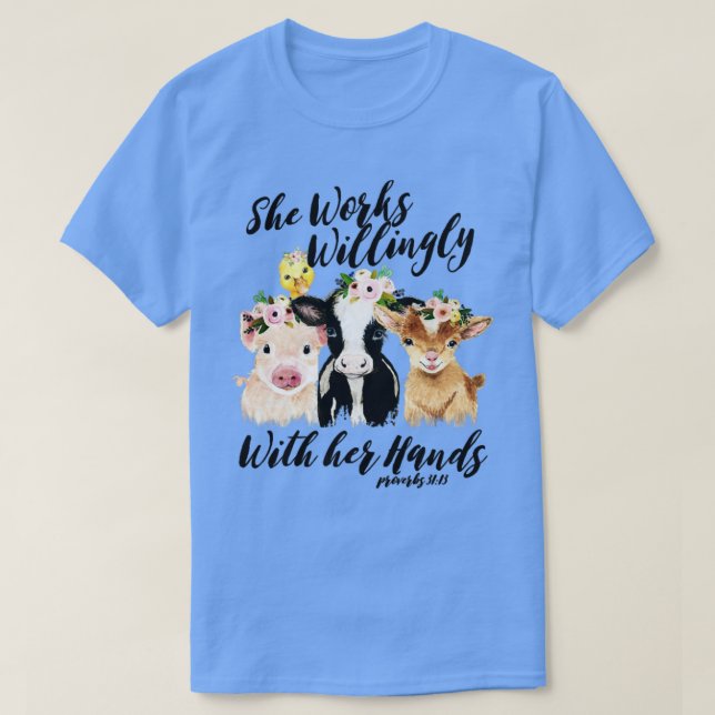 Sie arbeitet bereitwillig mit ihrem Bauer Thanksgi T-Shirt (Design vorne)