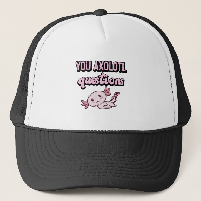 Sie Axolotl Questions Retro 90s Niedlich Axolotl Truckerkappe (Vorderseite)
