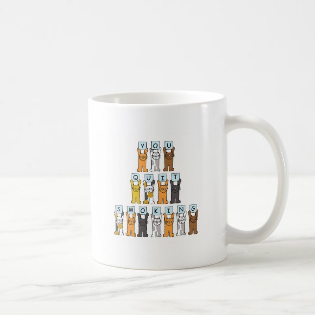 Sie beendigten zu rauchen, Cartoon-Katzen Kaffeetasse (Rechts)
