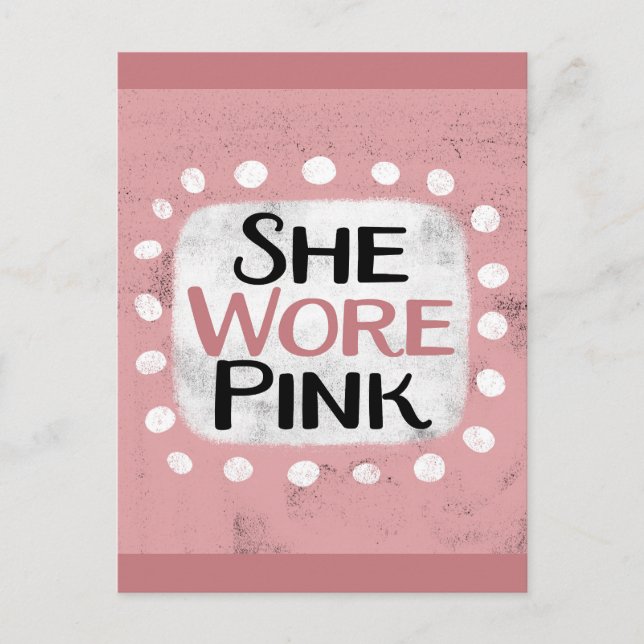 Sie bekam eine rosa Postkarte (Vorderseite)