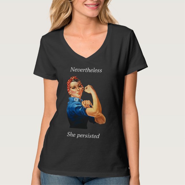 "Sie bestand" V-Hals Shirt - Frauen fort (Vorderseite)