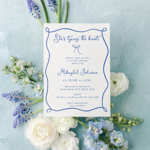 Sie bindet das Brautparty des "Knot Blue Bow" Einladung