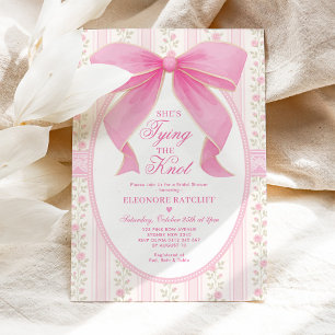 Sie bindet das Brautparty des Knot Chic Pink Bow Einladung