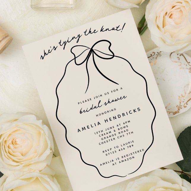 Sie bindet das Brautparty des "Knot Doodle Bow" Einladung (Von Creator hochgeladen)