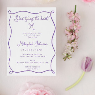 Sie bindet das Brautparty des Knot Lilac Bow Einladung