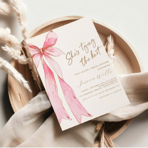 Sie bindet das Brautparty des Knot-Pink-Bows Einladung