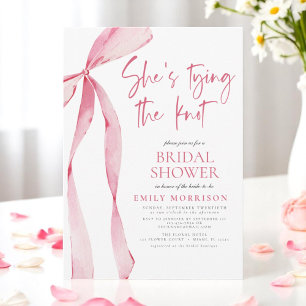 Sie bindet das Brautparty des Knot-Pink-Bows Einladung