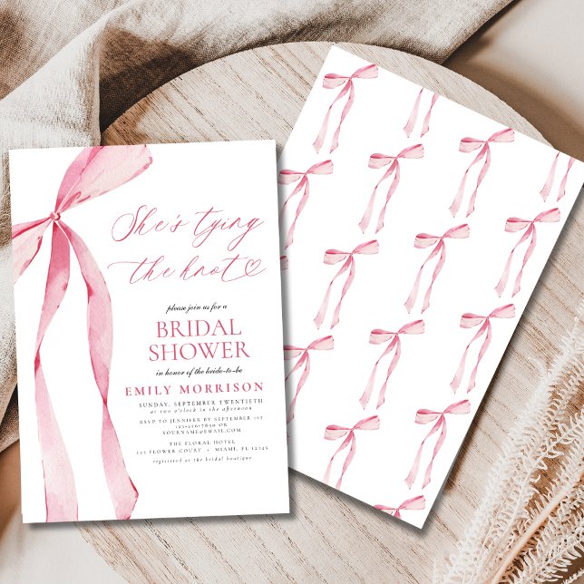 Sie bindet das Brautparty des Knot-Pink-Bows Einladung (Von Creator hochgeladen)
