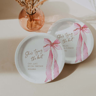 Sie bindet das Brautparty des Knot-Pink-Bows Pappteller