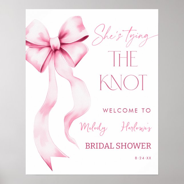 Sie bindet das Brautparty des Knot-Pink-Bows Poster (Vorne)