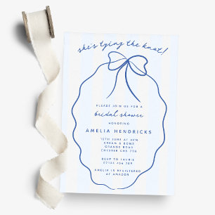 Sie bindet das Brautparty des Knotens Blue Doodle Einladung