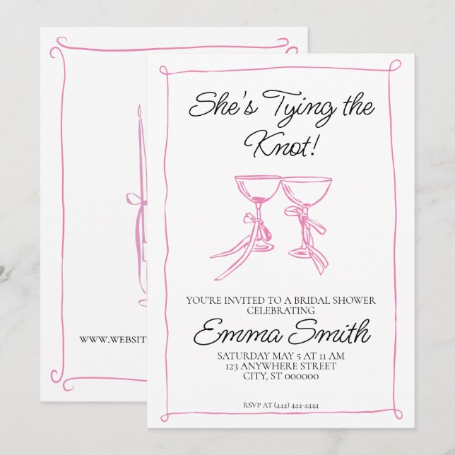 Sie bindet das Brautparty des Knotens Einladung (Vorne/Hinten)