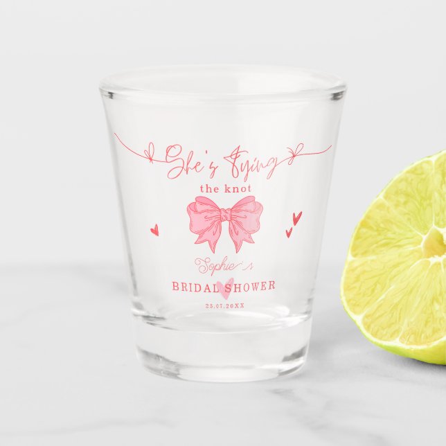 Sie bindet das Brautparty des weißen, rosa und wei Schnapsglas (Vorderseite)