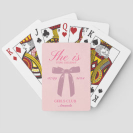 sie bindet das knisternrosa Coquette-Bachelorette Spielkarten