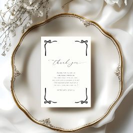 Sie bindet das Knot Black Bow Ivory-Brautparty Dankeskarte