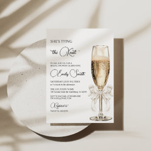 Sie bindet das Knot-Bow-Champagner-Brautparty Einladung