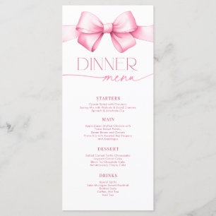 Sie bindet das Knot Pink Bow Brautparty Dinner Menükarte