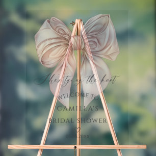 Sie bindet das Knot Pink Bow Bridal Willkommen Acrylschild