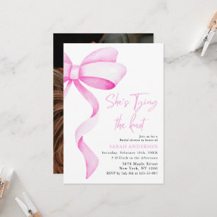 Sie bindet das Knot-Pink-Bug-Brautparty Einladung