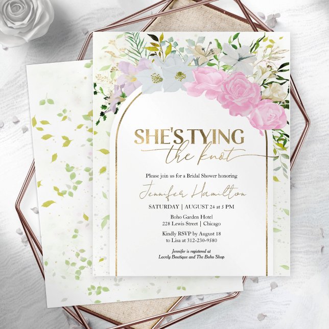 Sie bindet den Knoten Bridal Dusche Einladung (Von Creator hochgeladen)