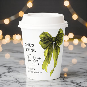 Sie bindet den Knoten Chartreuse-Schleife-Bridal-S Pappbecher