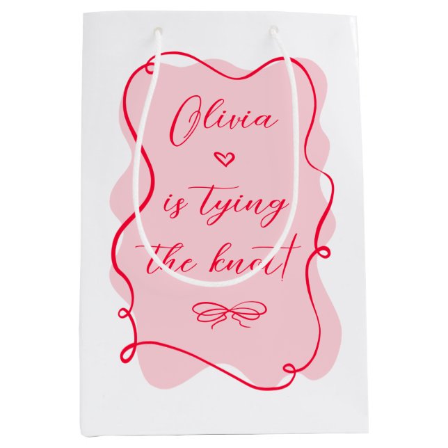 Sie bindet den Knoten Retro rosa und rote Bridal Mittlere Geschenktüte (Vorderseite)