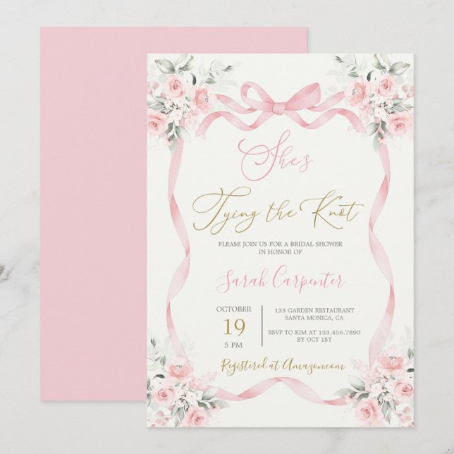 Sie bindet die Knot Bridal-Dusche an die Einladung (Vorne/Hinten)