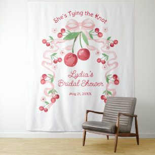 Sie bindet die Knot Coquette Cherry Bridal Wandteppich