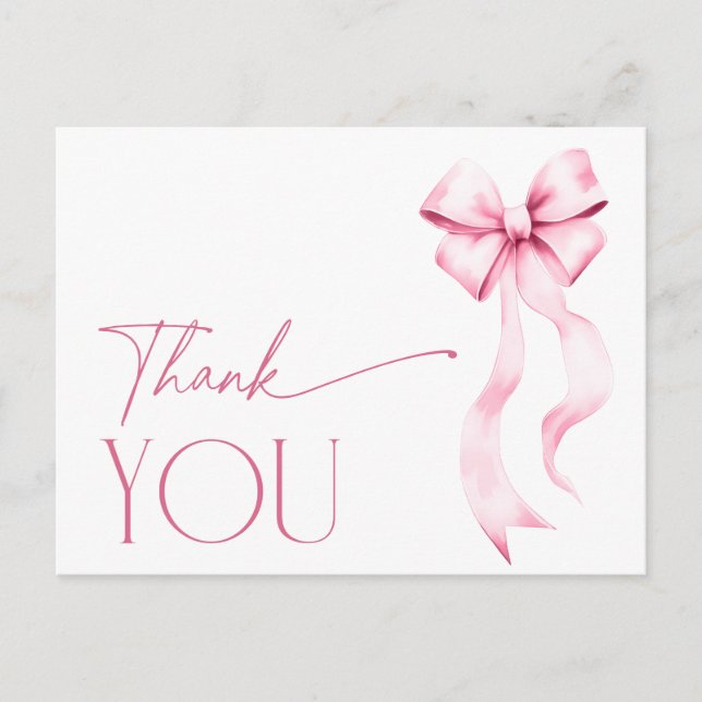 Sie bindet die Knot Pink Ribbon Bridal an Danke Postkarte (Vorderseite)