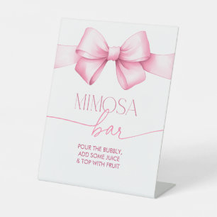 Sie bindet die Knot Pink Ribbon Bridal Mimosa Bar Sockelschild