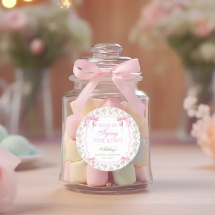 Sie bindet die Schleife Rosa Bogen Vintage Runder Aufkleber