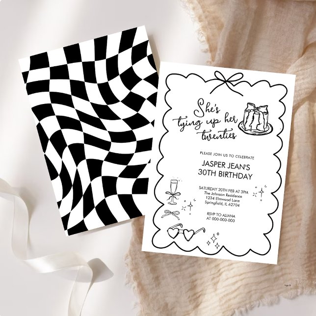 Sie bindet ihren zwanzigsten Bow zum 30. Geburtsta Einladung (Von Creator hochgeladen)