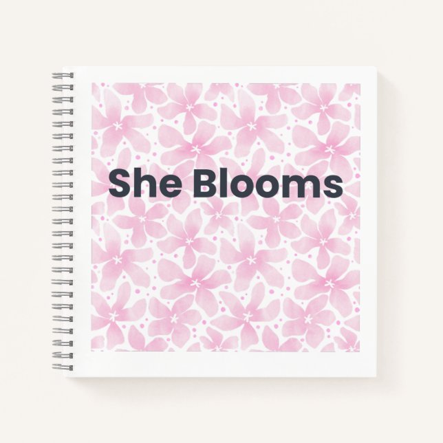 Sie blüht Inspiratives Blumen-Notizbuch Notizbuch (Vorderseite)