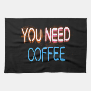Sie brauchen Kaffee, Caffine Neon Sign Geschirrtuch