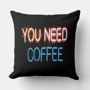 Sie brauchen Kaffee, Caffine Neon Sign Kissen