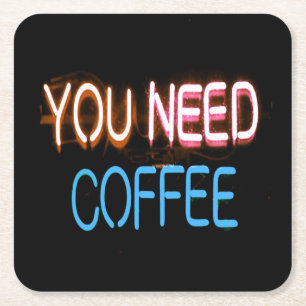Sie brauchen Kaffee, Caffine Neon Sign Rechteckiger Pappuntersetzer