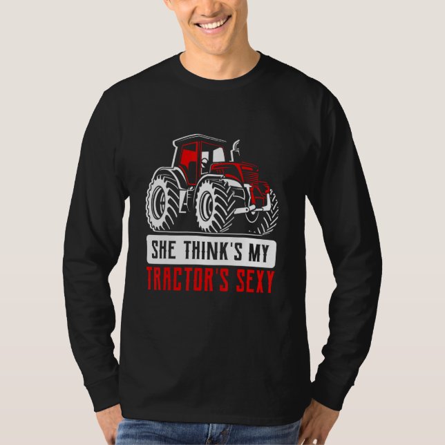 Sie denkt, meine Traktoren Sexy Traktor Farm 2 T-Shirt (Vorderseite)