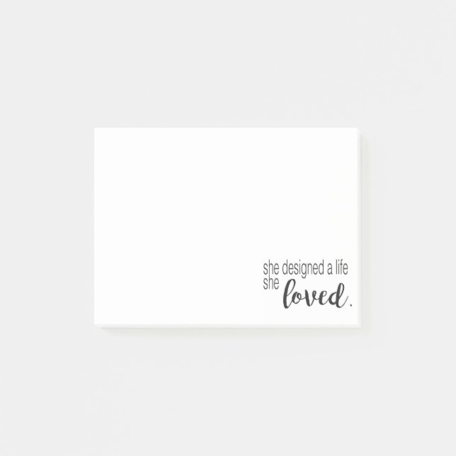 Sie entwarf ein Leben, das sie liebte Post-it Klebezettel (Vorderseite)