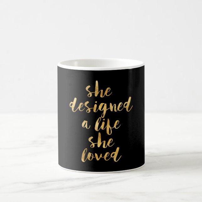 Sie entwarf ein Leben, das sie mit Imitatgoldfolie Kaffeetasse (Mittel)
