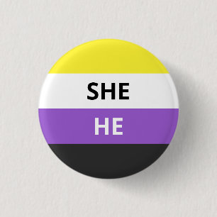 Sie/er pronouns Abzeichen für nicht-binäre Flagge Button