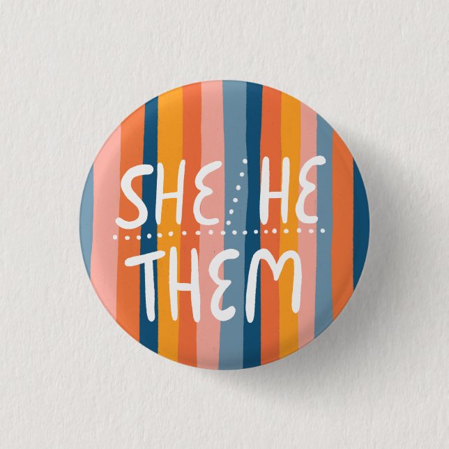 SIE/ER/SIE Pronouns farbenfrohe handsignierte Stre Button (Vorderseite)