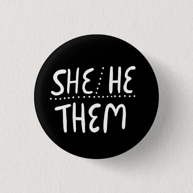 Sie/ER/THEM Pronouns Pride Handschrift Minimal Button (Vorderseite)